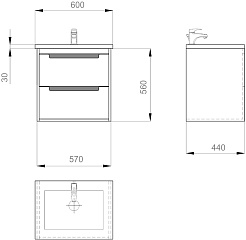 Ceruttispa Мебель для ванной Мессина 60 подвесная – фотография-5